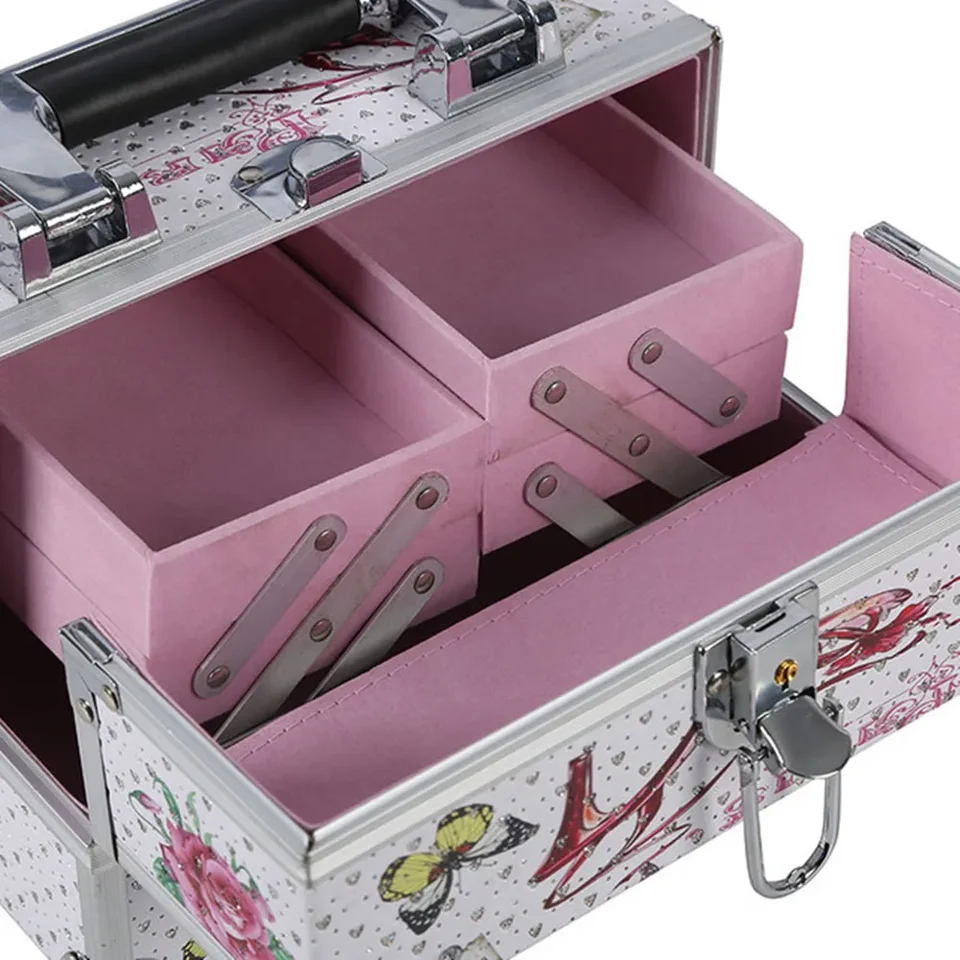 Tlačená náradie prenosná s make -upom umelcom Professional Cosmetic Case Hliníkový rám vrecka na kufr