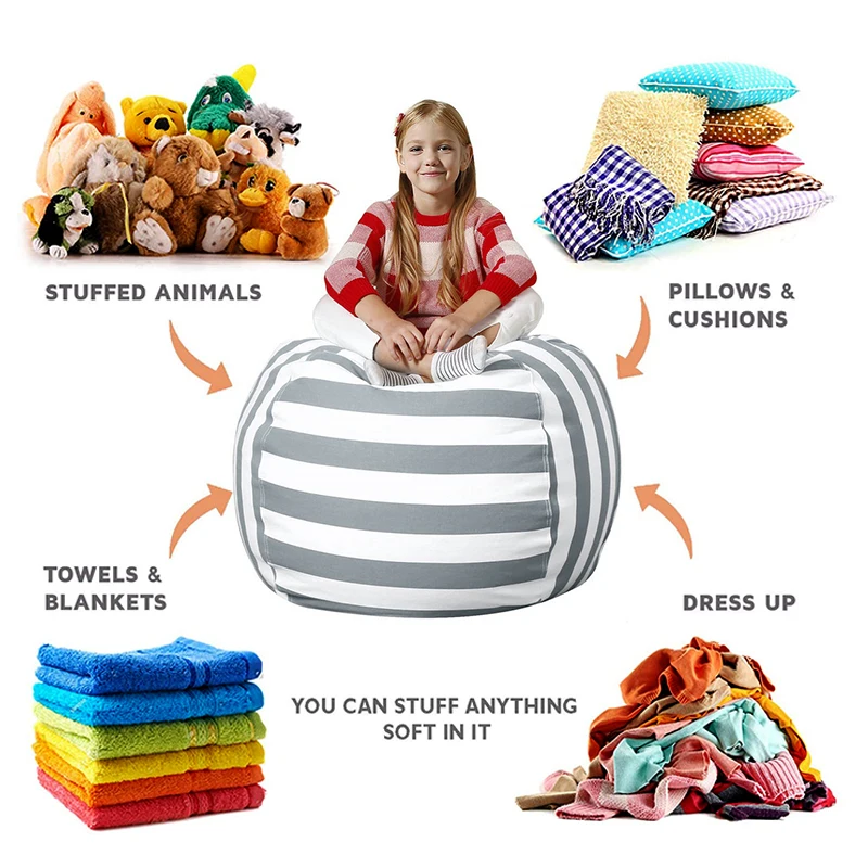 Tlačené detské plyšové úložisko hračiek Beanbag Set Storage Storage Skladba Detská detská plyšová hračka Organizátor Veľká kapacita