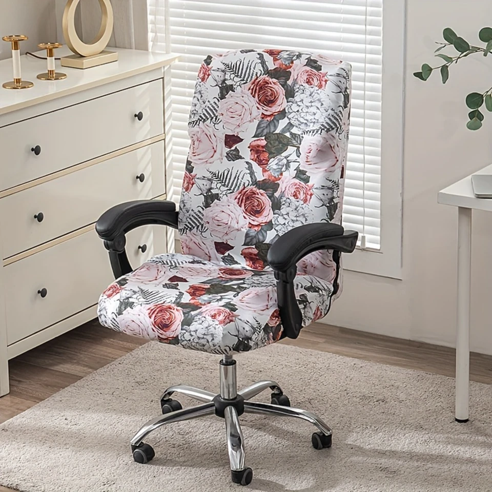 Tlačené kryty stoličiek, SLEPT FIT SLIDCovers pre kancelárske stoličky, Univerzálny ochranca stoličky, odnímateľný umývateľný spandex