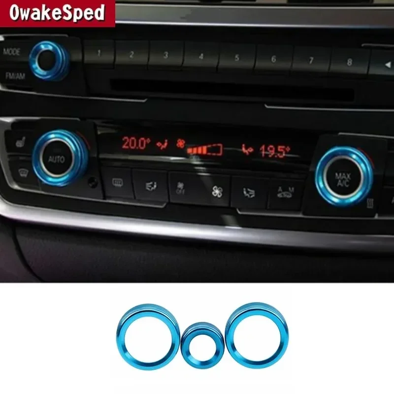 Tlačidlo klimatizácie automobilu Audio Objem Ovládanie gombíkového kruhu Kruhový krúžok pre BMW 1 2 3 3GT 4 Series X1 Interiérové ​​nálepky