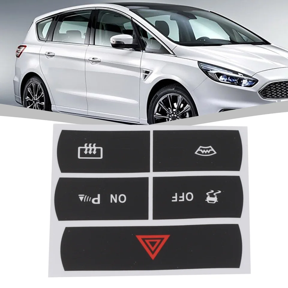 Tlačidlo Oprava nálepky nálepka Sada čiernej pre Ford pre S-Max Automobil s dvojitým flash oprava spínač gombíka STRACKER STACKER CAR