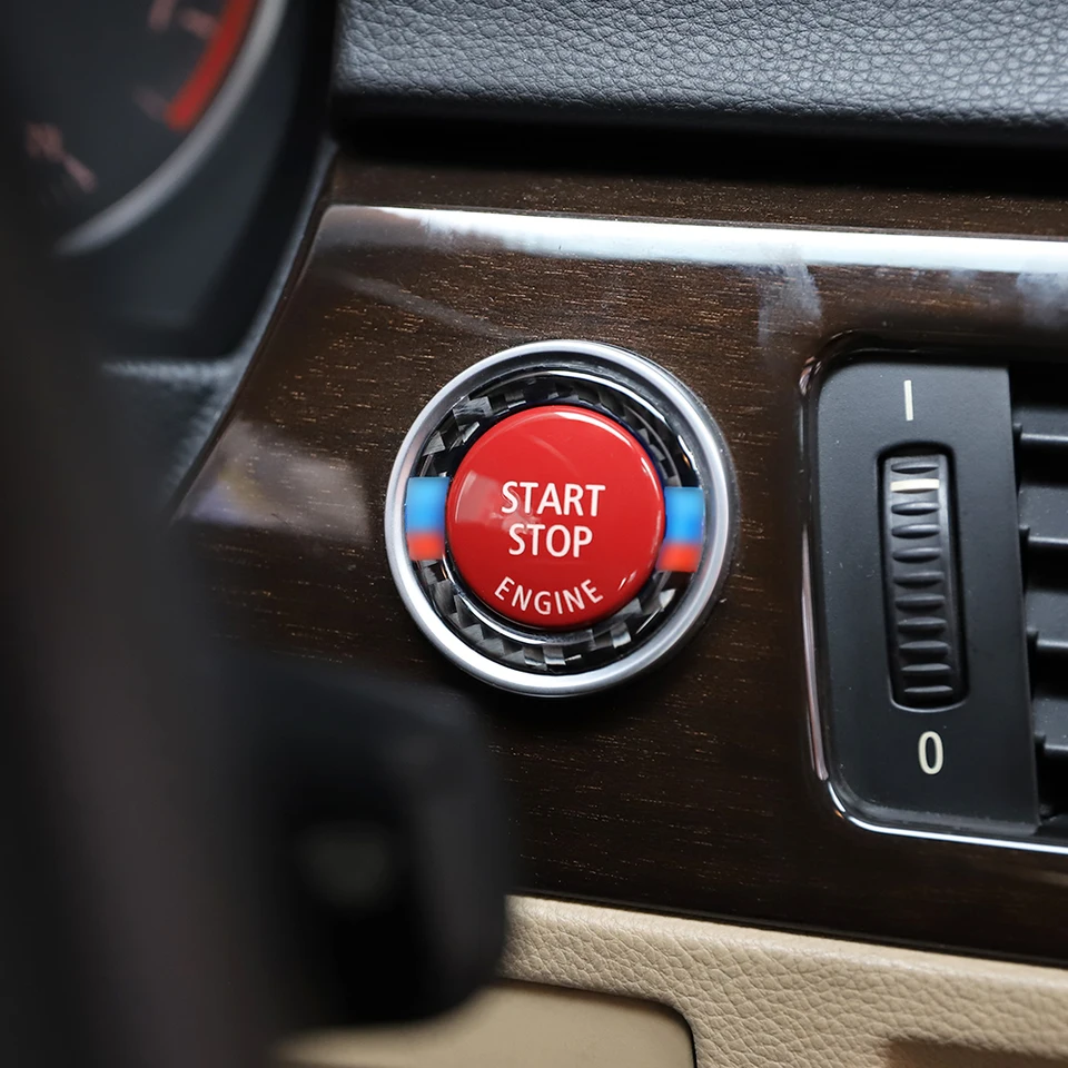 Tlačidlo Start-Stop (červené + kruh z uhlíkových vlákien) pre BMW E90 E90 E92 E93 3 3 sériové kryt