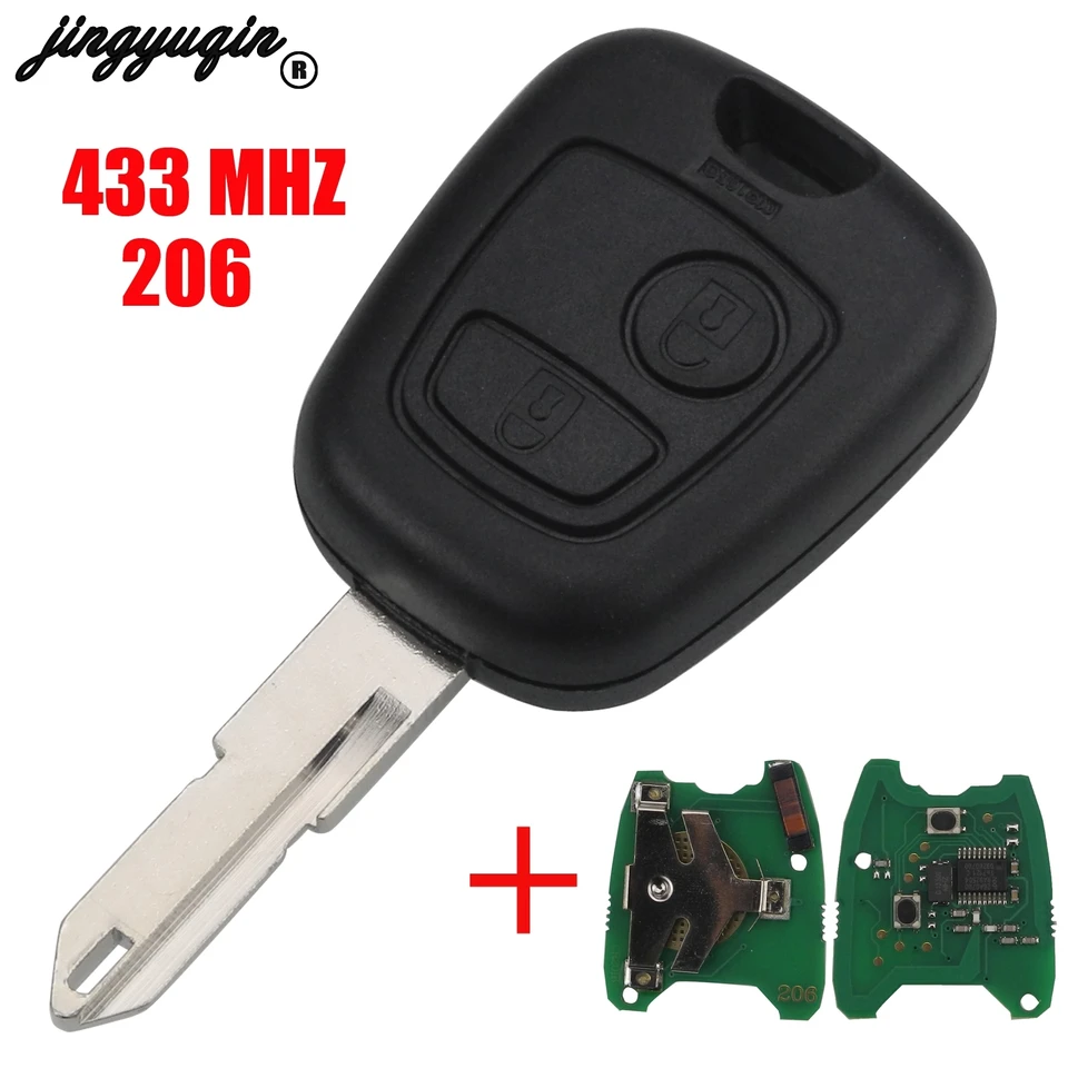 Tlačidlá Jingyuqin 2 Ask NE73 Blade diaľkový kľúče PHELL FOB Controller FIL pre Peugeot 206 433 MHz s čipom Transponder PCF7961