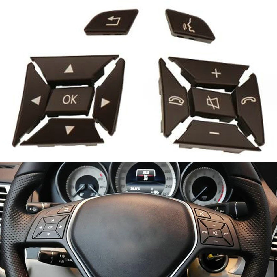 Tlačidlá spínača volantu automobilu BRON BLACK MULTI-FUNTICKÁ OVLÁDANIE PRE Mercedes W204 W212 C200 E260 E320 GLK260