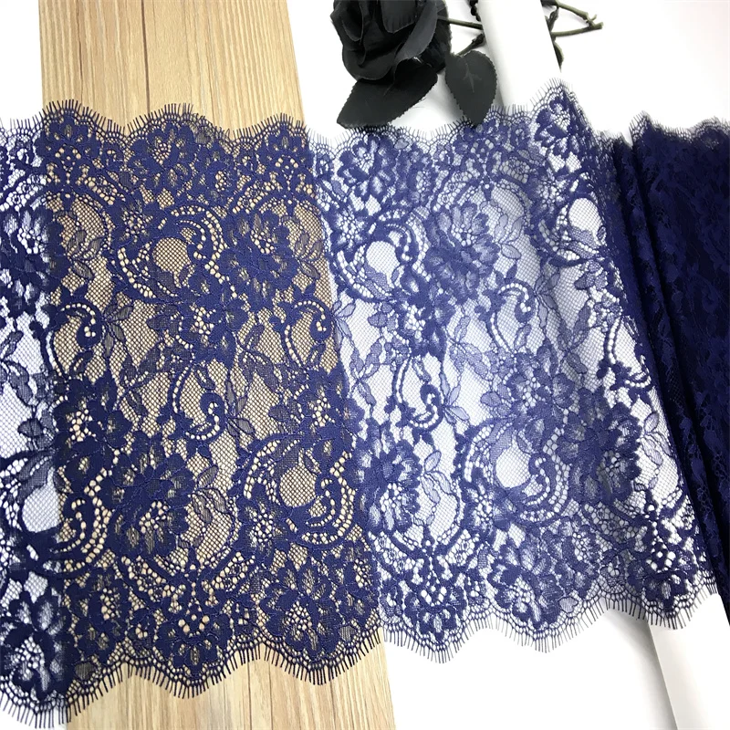 Tmavo modrá chantilly čipka Čierne čipky s čipkami DIY spodné prádlo Šija
