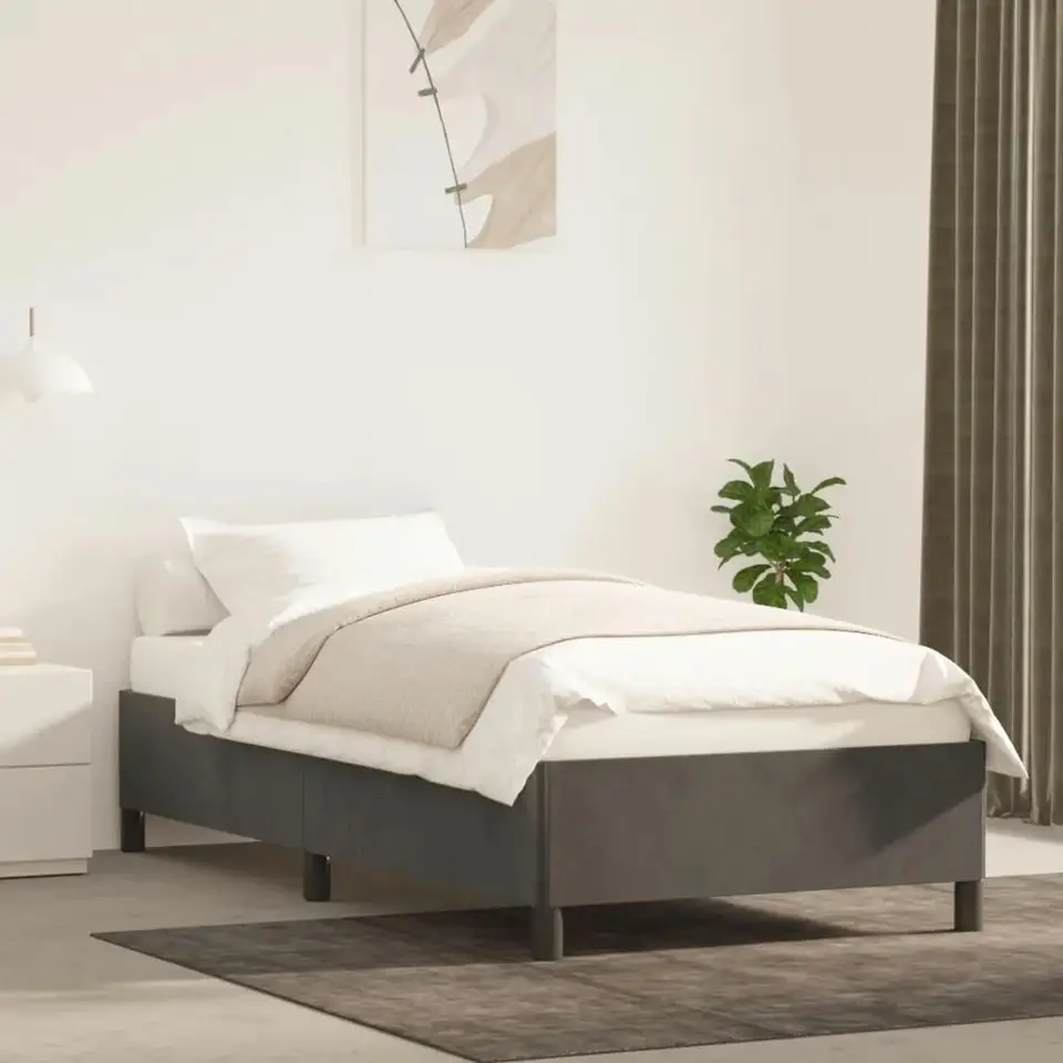 Tmavo šedá dvojitá XL Velvet Bed Rám 39,4 x 79,9 - Zahrnutý matrac
