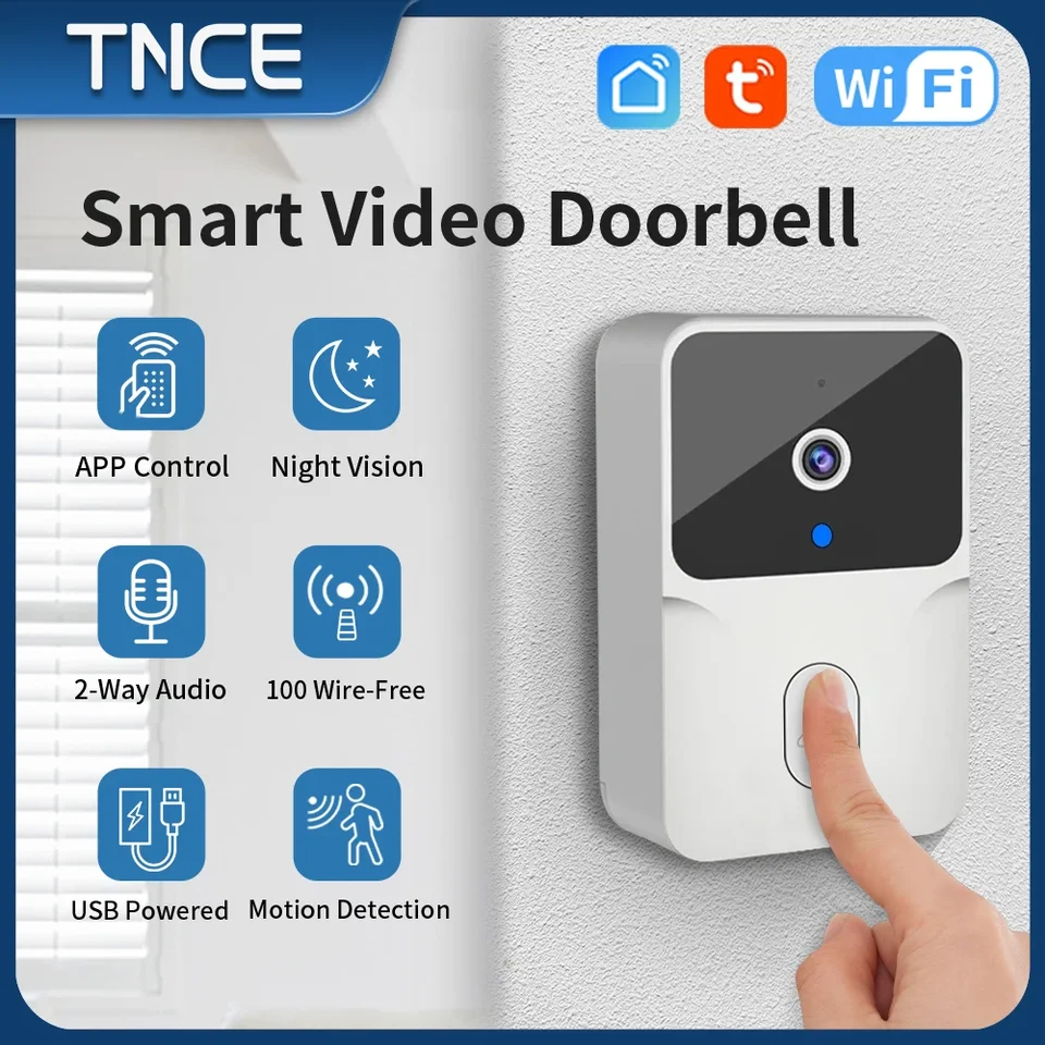 TNCE TUYA DOOREBELL COMERA CAMERA WIFI PIR PIR DETEKTOR DEATOLESS HD CAMOANA SMART LIFE SMART DOM DOWNE DOOR DOOR DOOR DOURNOM PRE HOME