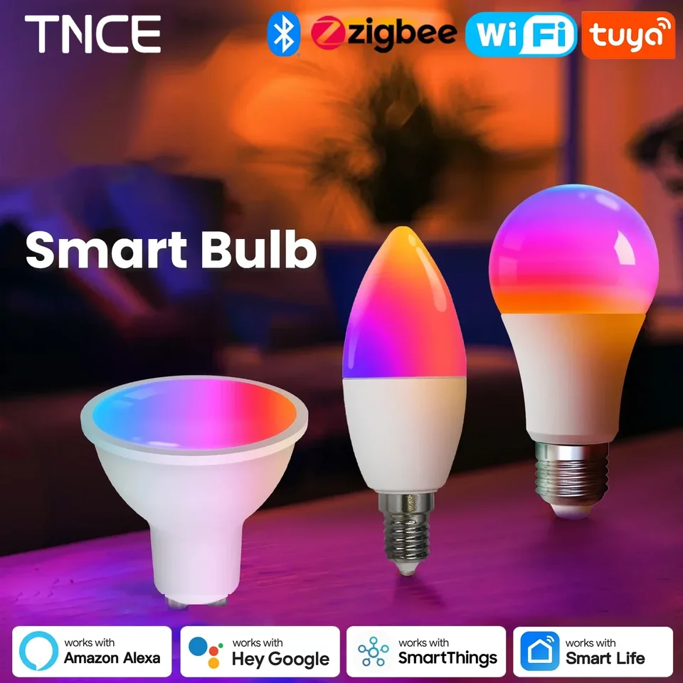 TNCE TUYA WIFI/ZIGBEE E27 E14 GU10 BULB 2700-6500K RGB Stlmiteľná ľahká aplikácia SMART LIFE APP hlasové ovládanie, práca s Alexa Google Home