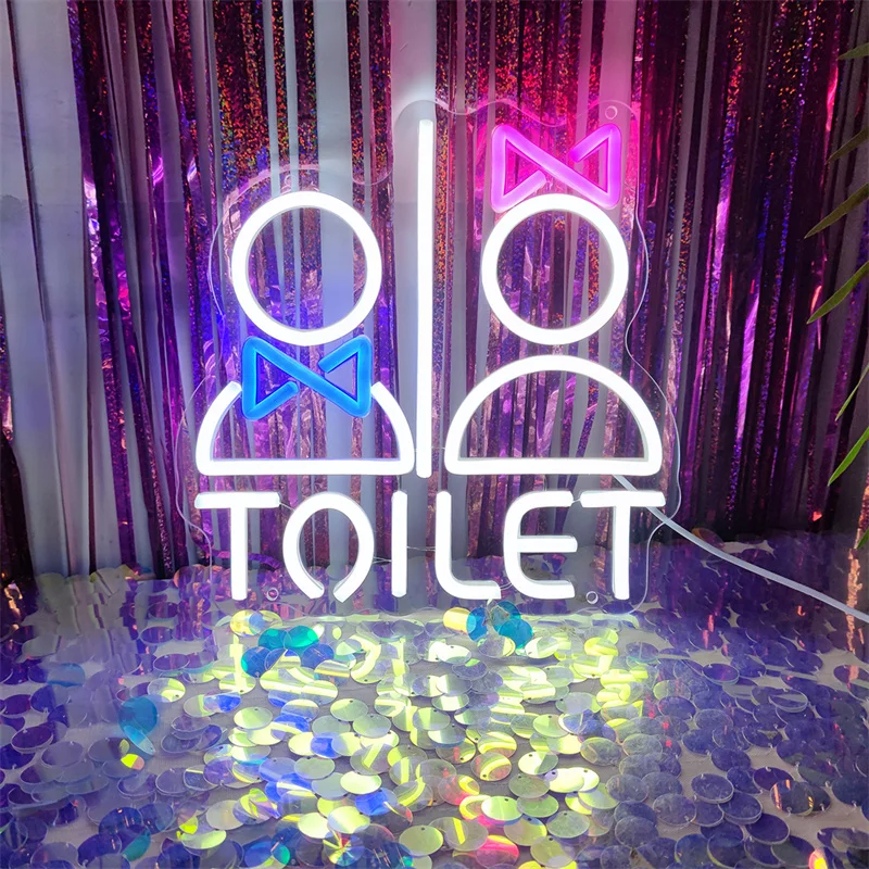 Toaletné neónové podpisy Light Wathroom Neon Light LED znamenie USB-poháňané izba Wathroom Wall Decoration Domáca večierok Bar obchod toaletné značky