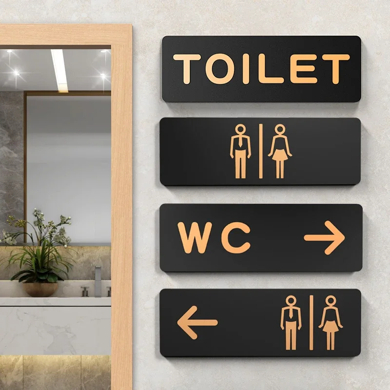 Toaletné značenie Muži a ženy Kúpeľne Znaky WC Public toalety Hotel Hotel doľava a pravej akrylovej toalety výzva