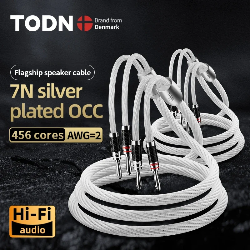 Todn 1 pár HIFI strieborný kábel reproduktora High-End 7n OCC CESPREAT DREJ PRE HI-FI SYSTEMS Y