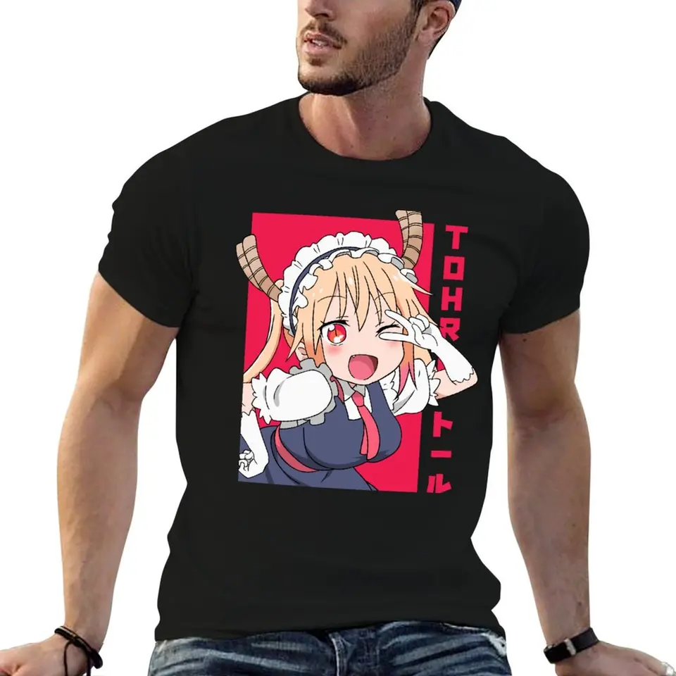 Tohru Kobayashi Tričko Ploty Anime oblečenie chlapci biele colné muži mužov tričká
