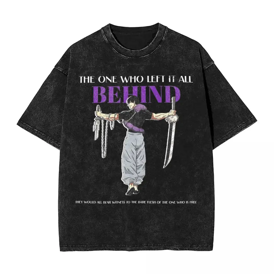 Toji Fushiguro Anime Gymel Jjk Washed T tričká Streetwear Hip Hop Vintage T-Shirts Tops Tops pre mužov pre ženy nadmerné leto