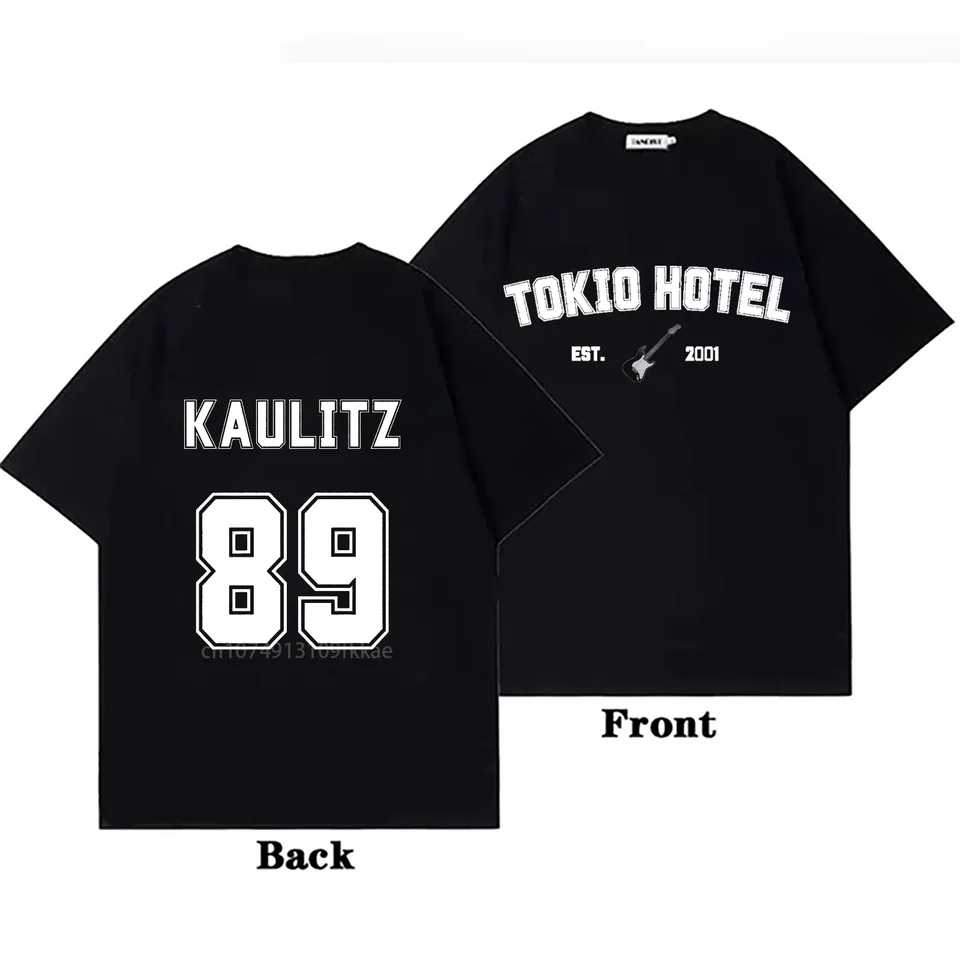 Tokio hotel bavlnené tričko Rock kapela Kaulitz Back Print Germany Essentials letný krátky rukáv Čierne tričko Men Dámske oblečenie