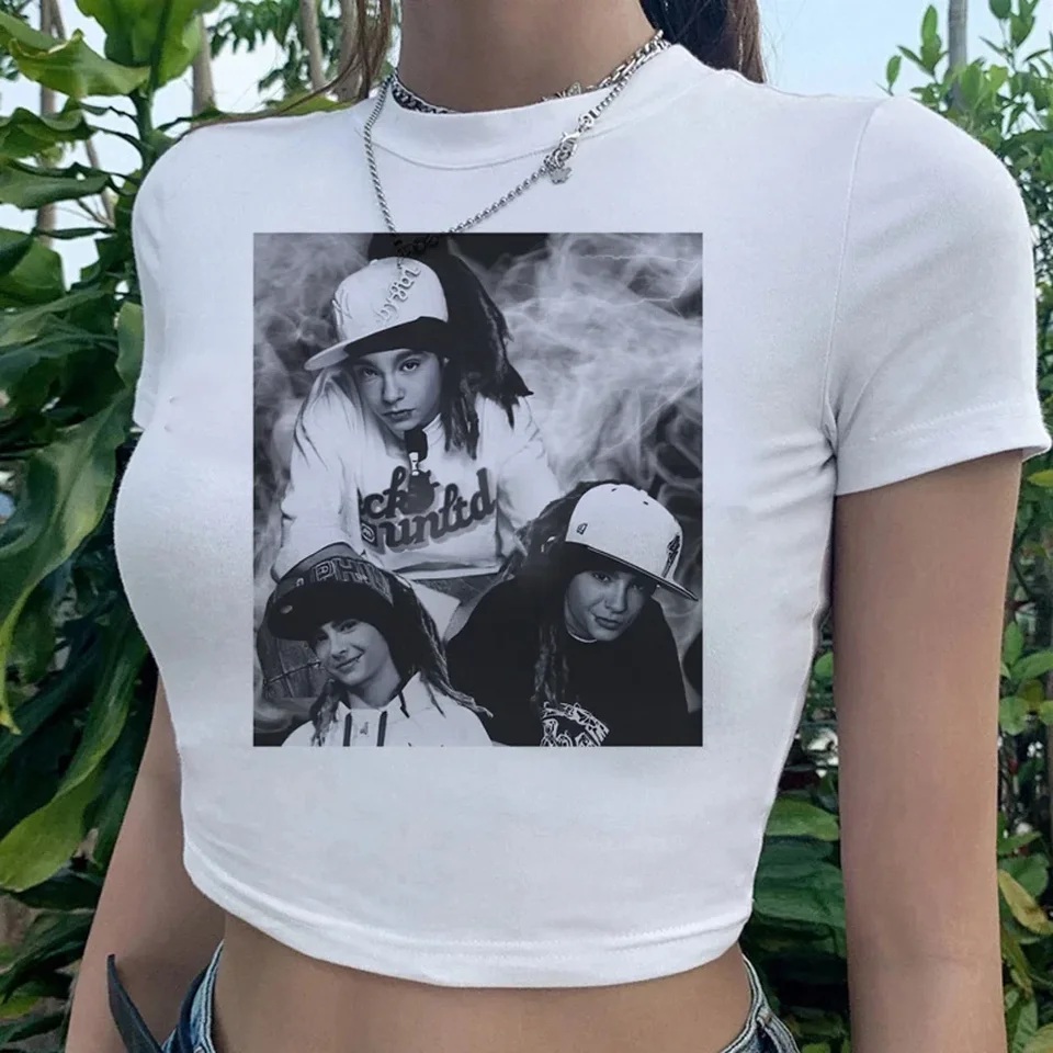 Tokio Hotel Goth Yk2 Fairycore Crop Top Girl Kawai Harajuku Roztomilý estetický tričko orezané