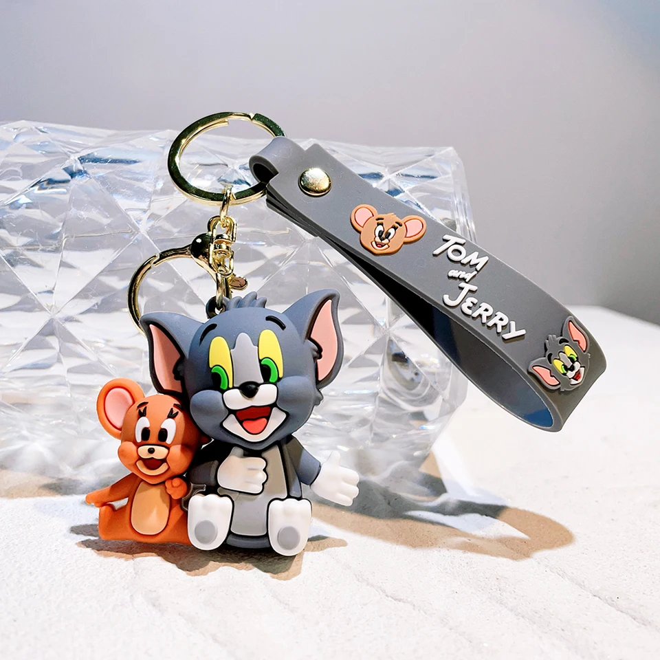 Tom a Jerry Anime Cartoon Ornament Keychain Car Key Bag Prívesok roztomilý mačka a myš Action Doll Collectiblie Detské darčekové hračky