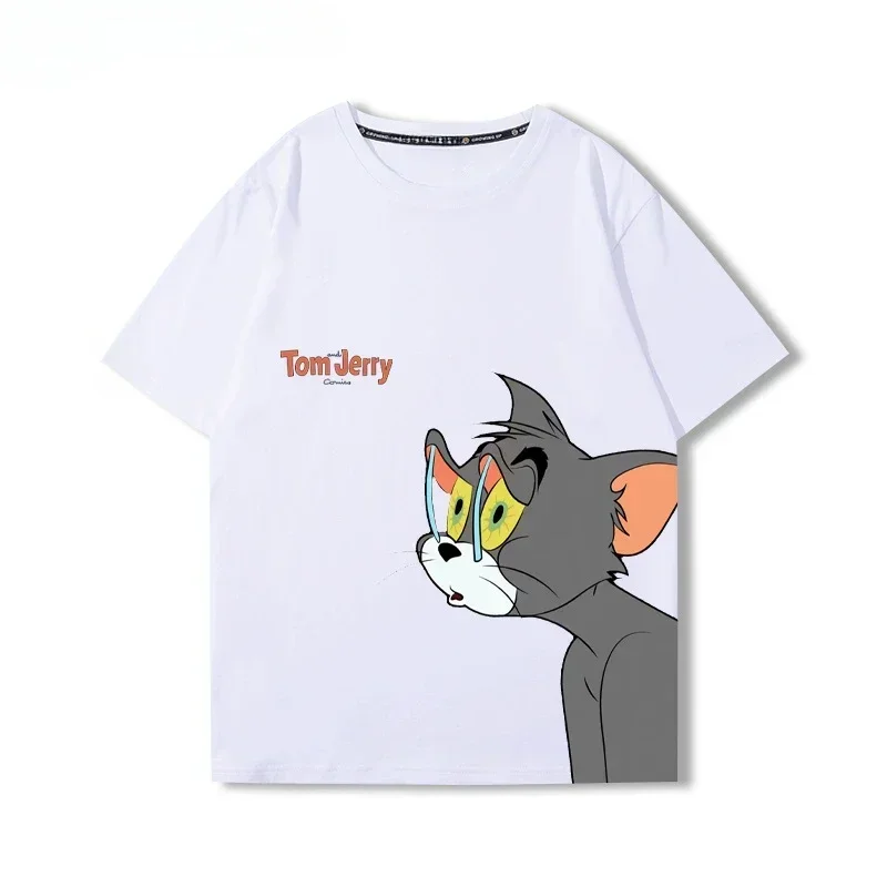 Tom a Jerry Cartoon Detské 100% bavlnené tričko s krátkym rukávom Módne dospievajúce rukávy Summer Street ležať Detské vrcholy