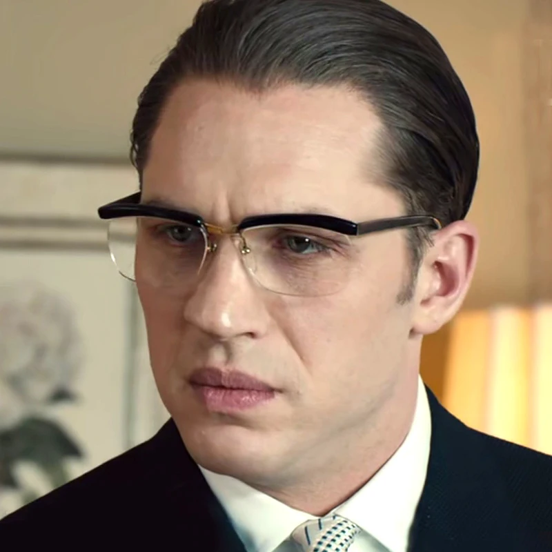 Tom Hardy Film The Legend Eye -Glasses Rám pre mužov nulová diopter anti modrý lúč blokujúca počítačové okuliare svetlo modré slnečné okuliare