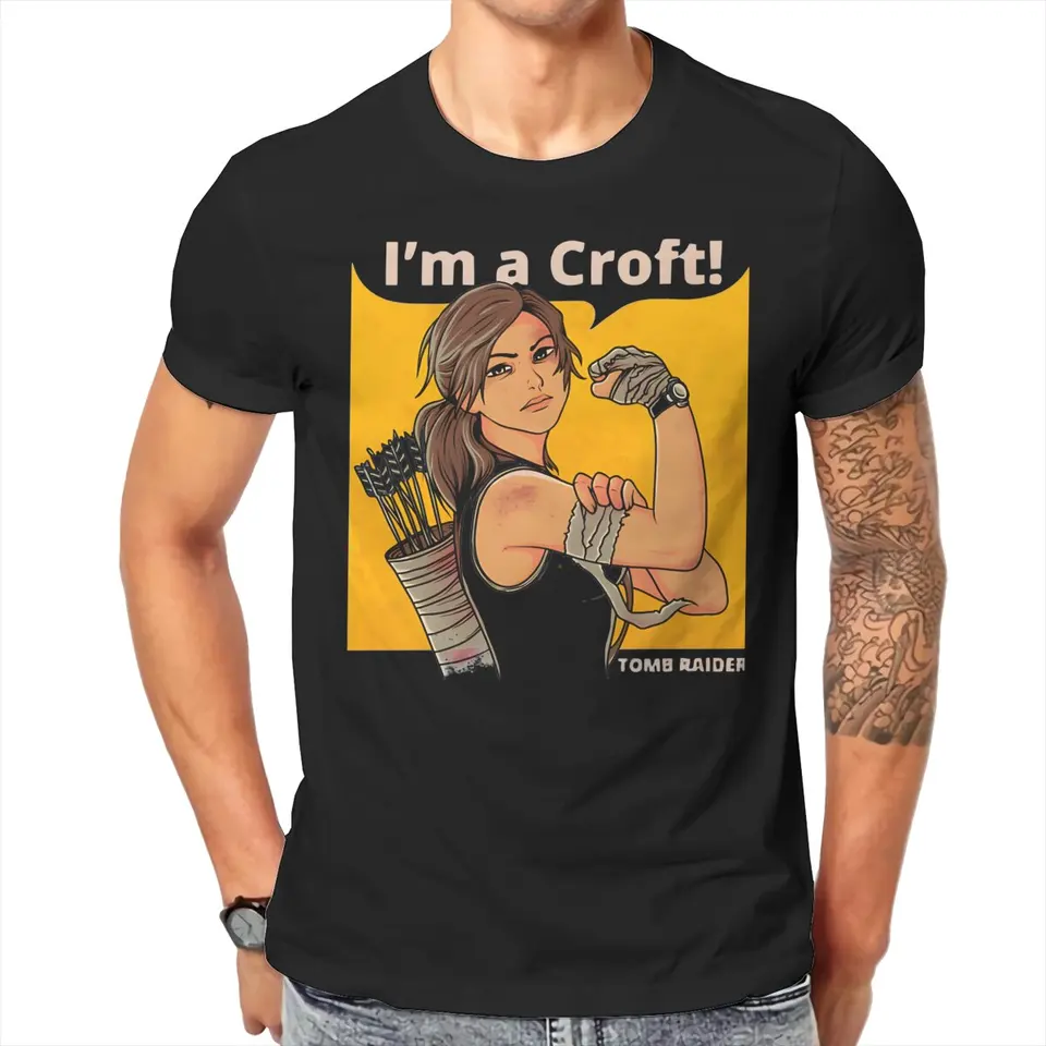 Tomb Raider Game Lara Croft Ima Croft YRR353 T Tričko Vintage Punk Pánske tričko Cotton Men Tops