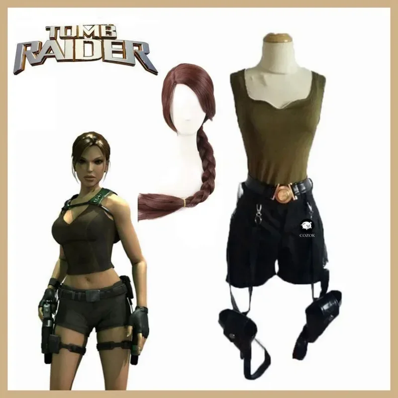 Tomb Raider Lara Croft s taškou Halloween Cosplay kostým Cust