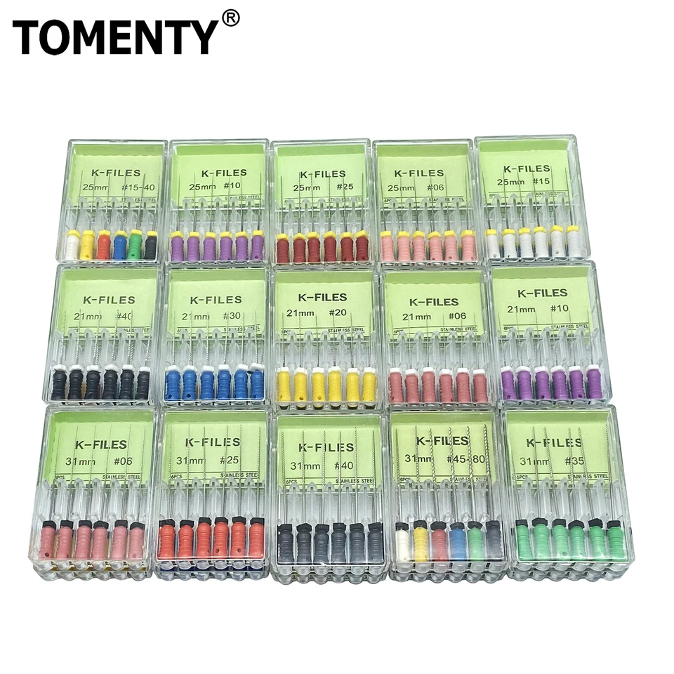 Tomenty Dental Tools Root Cann Endo K Súbor 21/25/31 mm z nehrdzavejúcej ocele Endodontické nástroje zubné lekárske zubné lekárstvo Odontologia