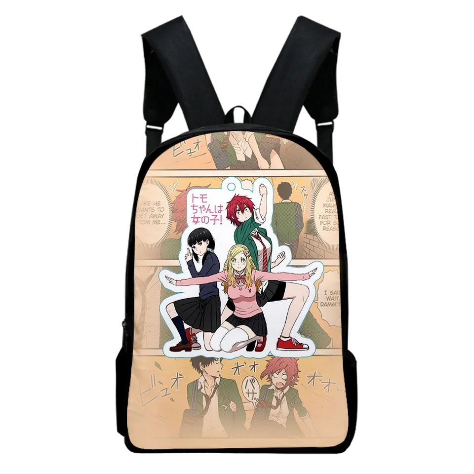 Tomo-chan je dievča! MERCH 3D TLAČ BATO BACK MODE MEN/ ŽENY NOVÉ POLYSTER CANVAS Študentské tašky