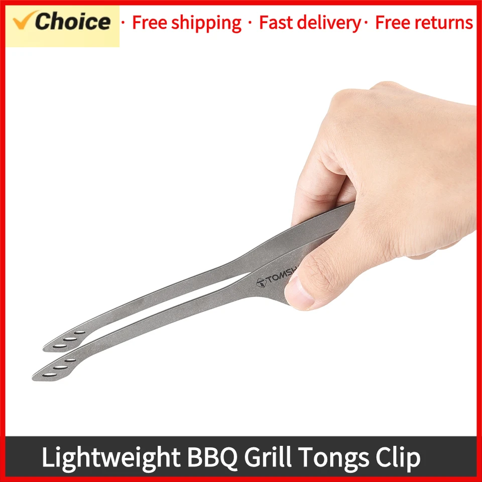 Tomshoo 9,2 palca ľahké titánové kliešte BBQ Grill Tongs Clip Outdoor Camping Backpacking turistický riad kemping kemping