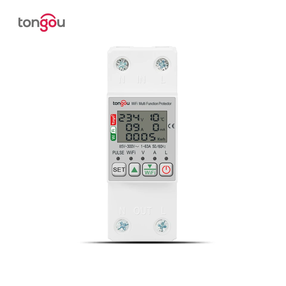 Tongou 63a 110V 220V SmartLife WiFi Energy Meter KWH časovač s časovačom napätia a ochrany proti úniku TUYA