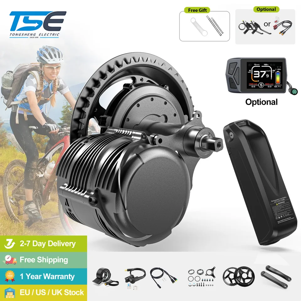 Tongsheng 750 W 500W Mid Motor Kit TSDZ8 TSDZ2B Senzor momentu Ebike Electric Electric Bicycle Conversion Kit 48V 13AH 20AH batérie