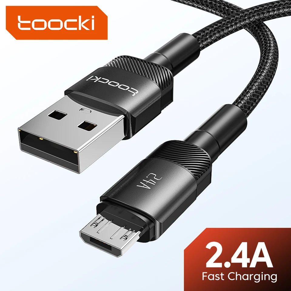 Toocki 2.4a Micro USB kábel Rýchle rýchly nabíjací kábel USB kábel pre Xiaomi Redmi Huawei Realme USB na micro USB kábel rýchle nabíjacie drôt