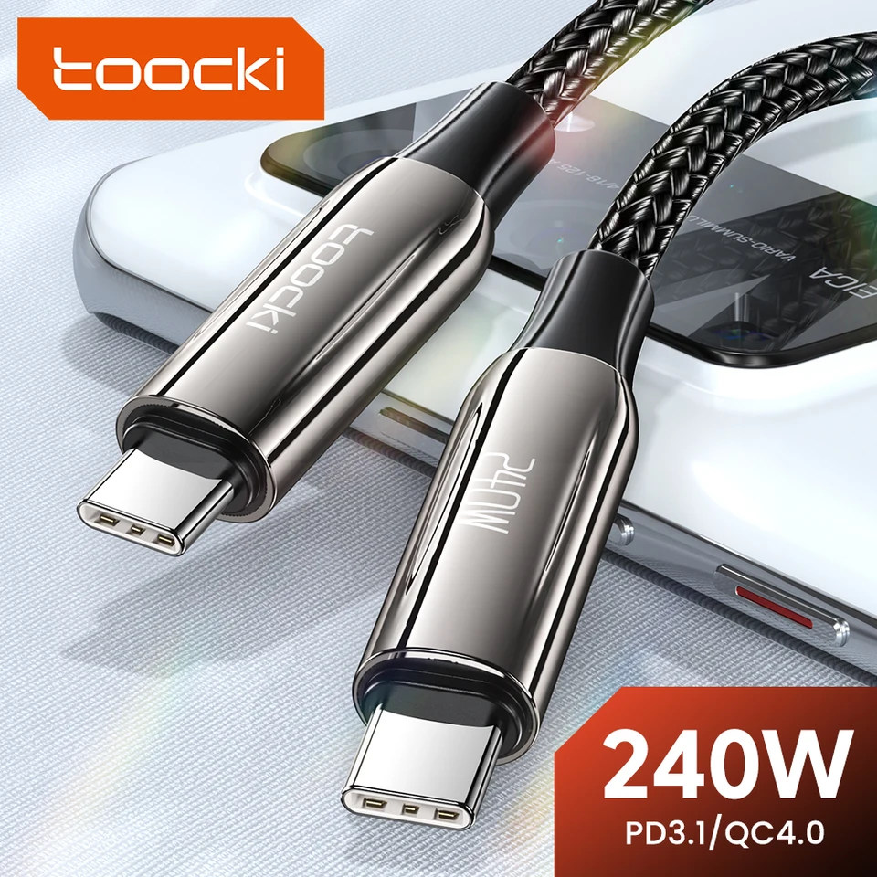 Toocki 240W/6A Typ C k typu C kábel PD3.1 QC 4.0 Super rýchle nabíjanie pre iPhone 16 15 Xiaomi Samsung Huawei Tablet prenosného počítača