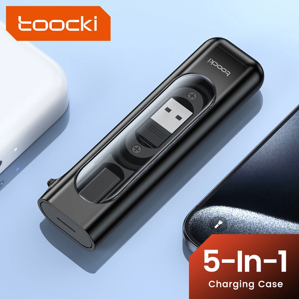 Toocki 5 v 1 USB Typ C OTG Adaptér PD60W Rýchle nabíjanie káblového kábla Micro Lightning Prevodník nabíjací box SIM SIM TF CARD Storage Case Case