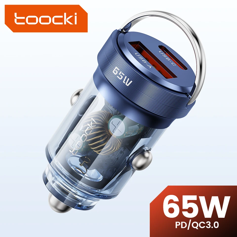 Toocki 65W nabíjačka automobilu QC3.0 PD3.0 USB Typ C Rýchla nabíjačka pre notebook Samsung S23 Ultra iPhone 14 13 Xiaomi Telefón nabíjačka v aute