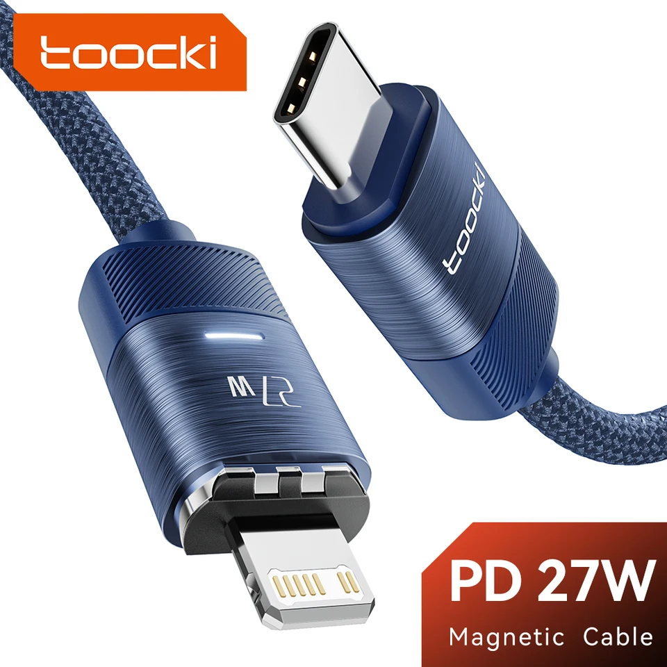 Toocki Typ C až Lightning Magnetický kábel PD 27W Rýchle nabíjacie nabíjačka pre iPhone 14 13 Pro Max XR XR XS 3A Dátový kábel rýchleho nabíjania