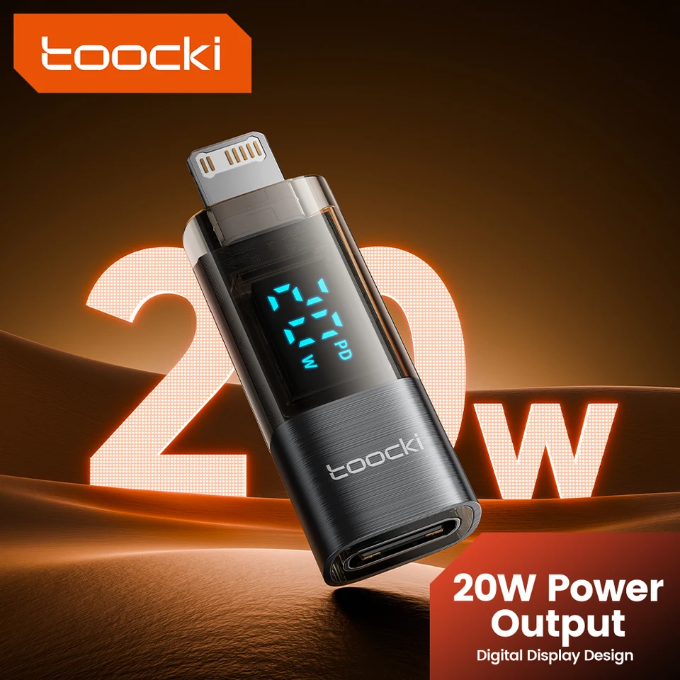 Toocki USB C do osvetľovacieho adaptéra OTG Connector Digital Dispaly PD 20W Rýchle nabíjanie kábla OTG pre iPhone 14 13 12 11 Pro Max 8 7