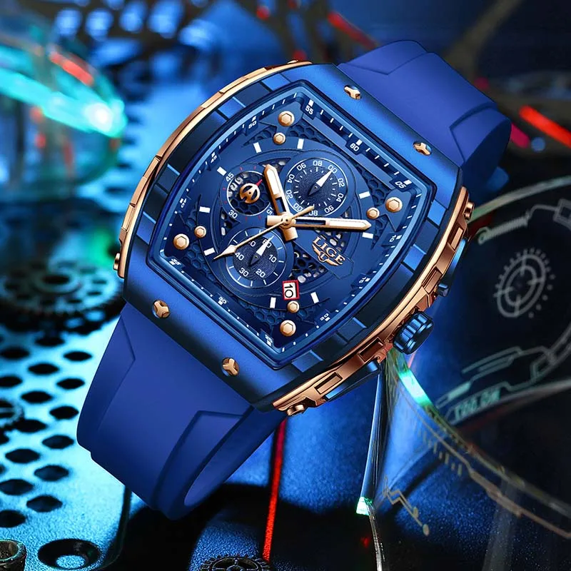 Top 2025 Lige Original Classic Luxury Men's Watch Quartz Silikónový remienok Dátum Svetlá vodotesné náhodné hodinky pre mužov Reloj