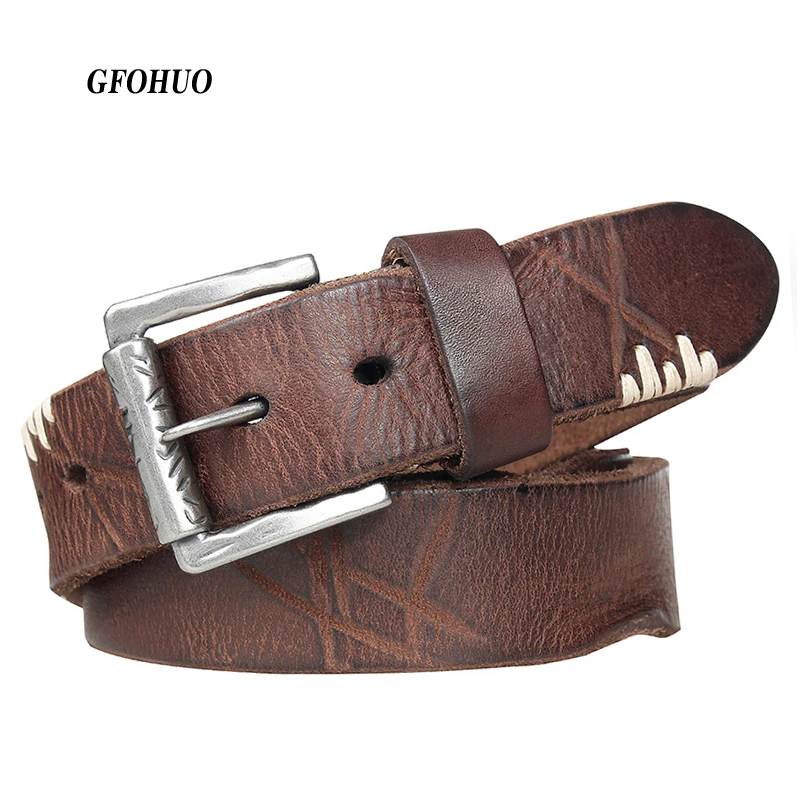Top kravy originálne kožené pásy pre mužov džínsy do starého hrdzavého kolíka spona retro vinobranie pánske mužské kovbojské opasky Ceinture homme