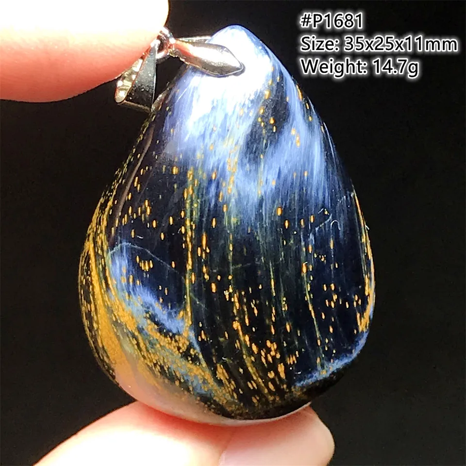 Top Natural Blue Pieterssite Stone Pendant šperky pre ženy Lady Man Healing Love Darček krištáľové strieborné korálky z Namíbia aaaaa