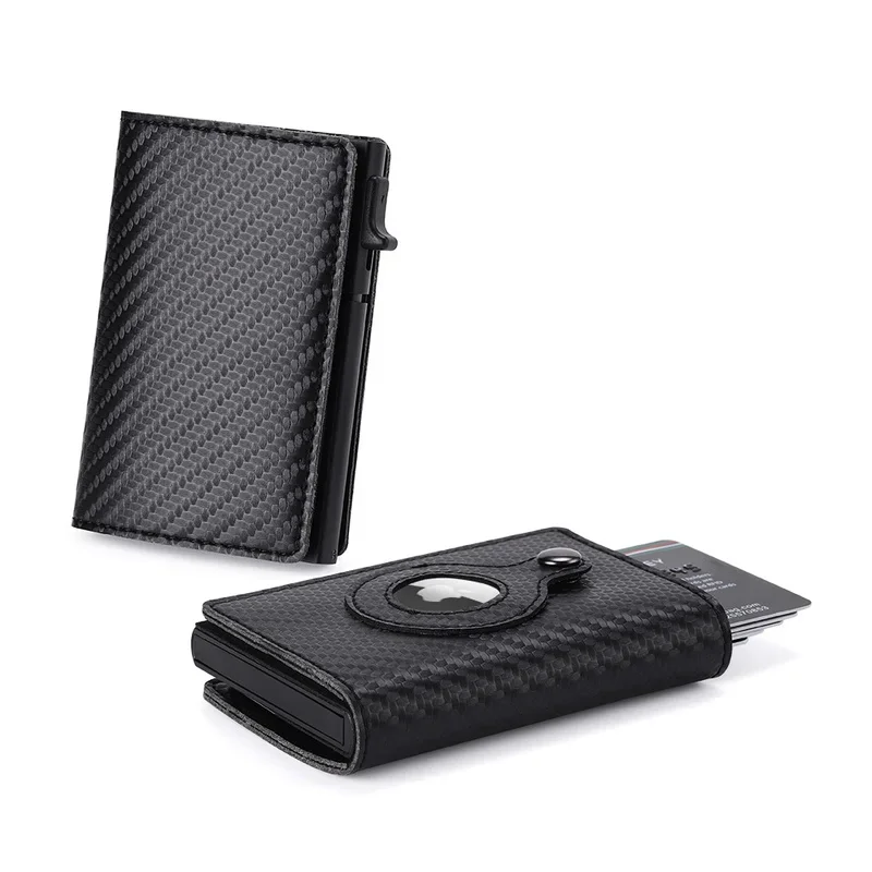 Top uhlíkové vlákno pre Apple Airtag Wallet Men Business ID Držiteľ kreditnej karty RFID Slim Anti Protect Airtag Slide Wallet Dropship