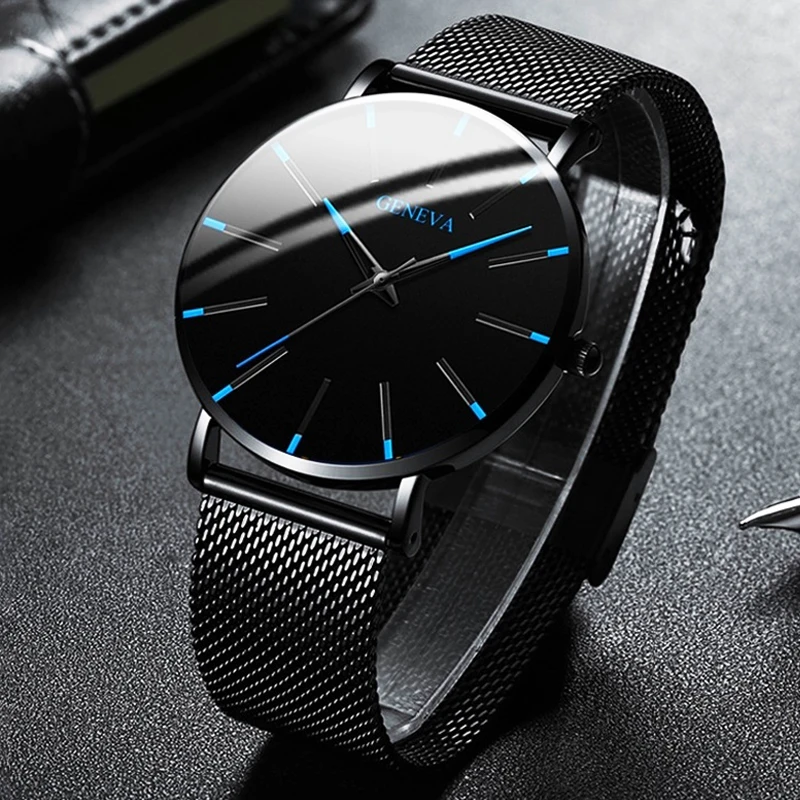 Top značka Fashion Minimalistické ultra tenké hodinky Pánske biznis z nehrdzavejúcej ocele oceľové sieťoviny Quartz hodinky relogio maskulino