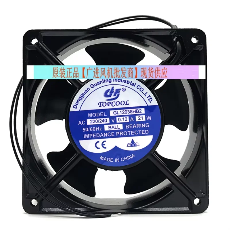 Topcool GL12038HB2 AC 220V 0,12A 120x120x38mm 2-vodičový server chladiaci ventilátor
