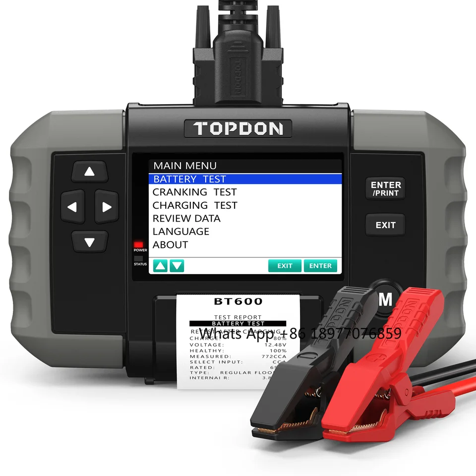 Topdon BT600 12V 24V kapacita Hybridný lítiový komplexný elektronický zaťaženie Testerov testerov testerov batérií s tlačiarňou s tlačiarňou