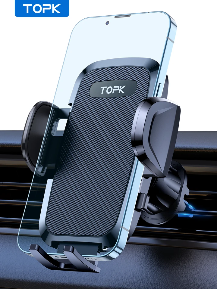 Topk Car Phone Držiteľ gravity automaticky restorable vo vetracom silikónovom stojane pre iPhone 14 Xiaomi Samsung Car Mobile Mobile Support