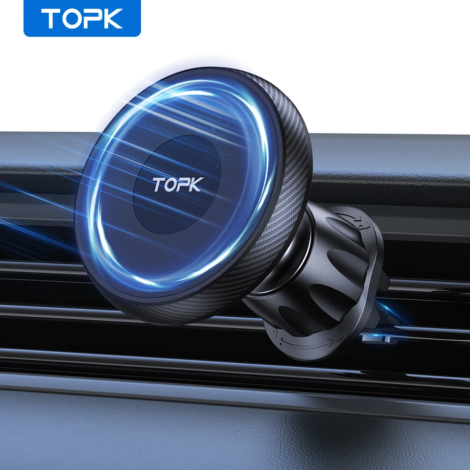 Topk Magnetic Car Phone Držiteľ Air Vent Car Teflear pre Magsafe iPhone 15 14 13 Promax Xiaomi Samsung Strong Magnet Držiak