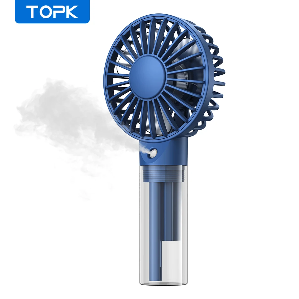 Topk Mini prenosný ventilátor s vodnou hmlou, kapacita 2000 mah a zvlhčovacia funkcia pre letných osobných fanúšikov elektrického ventilátora USB pre miestnosť