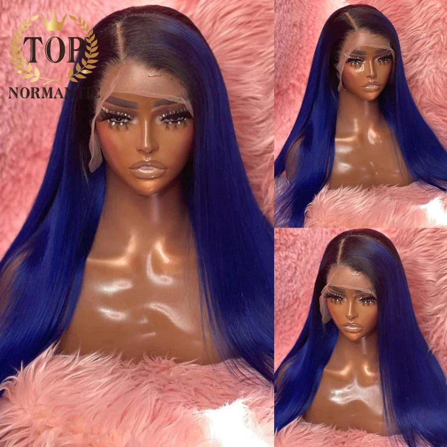 TopNormantic Ombre Blue Color Brazílska remy ľudské vlasy parochne s detskými vlasmi