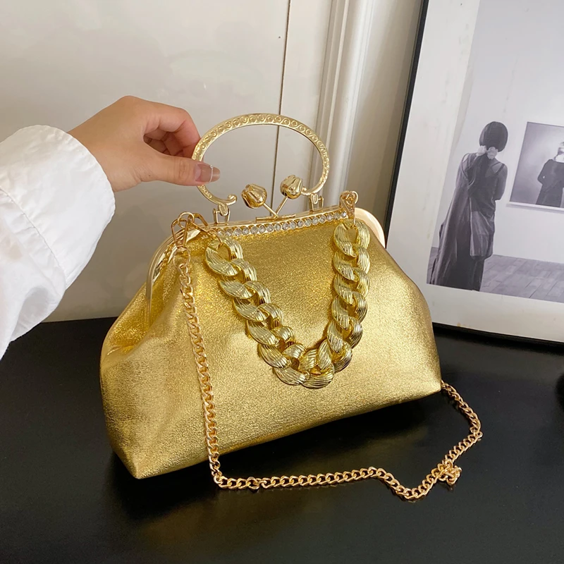 Topová značka Ramery Dámska klipová klipová spojka kabelka 2023 Zima zelené zlato strieborná čierna kávová kabelka dizajnér Crossbody Bag