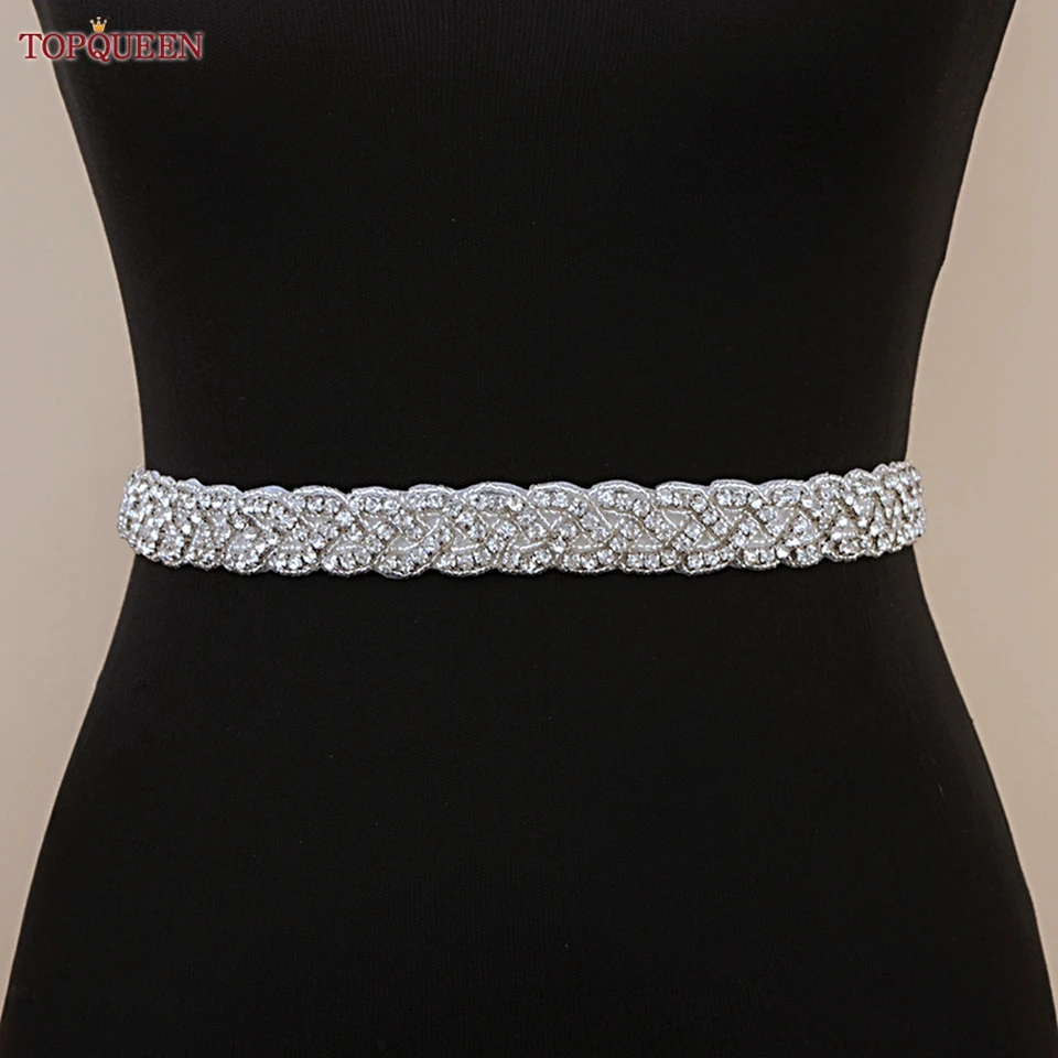 Topqueen Dámske kamienky Ručne vyrobené svadobné šaty Remel Manželstvo Svadobné pásy pásy Svadobná nevesta Sash Party Belt S216