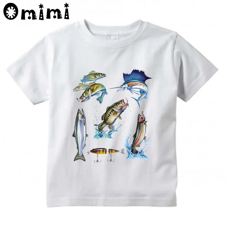 Tops Stamp Kids Všetky druhy rýb Design T košele chlapci/dievčatá skvelé kawaii krátke rukávy topánky pre deti vtipné roztomilé tričko, ooo900