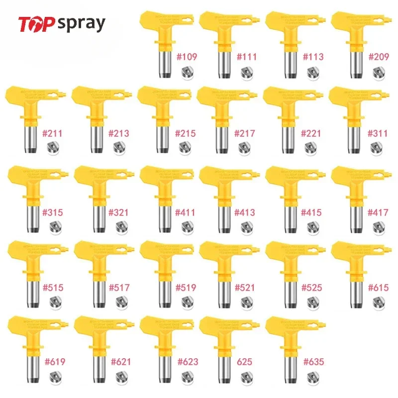 Topspray žltá viacero modelov bez vzduchu bez vzduchu Trp Tip Tip Tip 3600 psi
